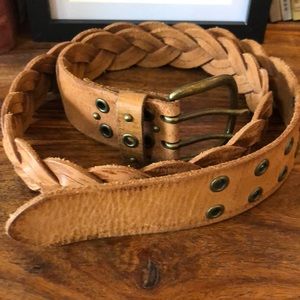 Leather Braided Grommet Belt - Size L